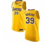 Men's Los Angeles Lakers #39 Dwight Howard Authentic Gold Basketball Jersey - Icon Edition