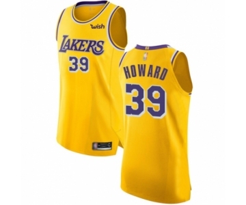 Men's Los Angeles Lakers #39 Dwight Howard Authentic Gold Basketball Jersey - Icon Edition