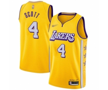 Men's Los Angeles Lakers #4 Byron Scott Swingman Gold 2019-20 City Edition Basketball Jersey