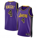 Men's Los Angeles Lakers #4 Dalton Knecht Purple 2024 Draft Statement Edition Stitched Basketball Jersey