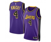 Men's Los Angeles Lakers #4 Dalton Knecht Purple 2024 Draft Statement Edition Stitched Basketball Jersey