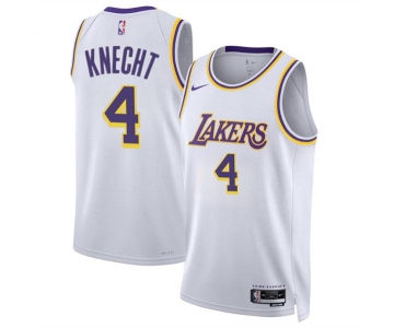 Men's Los Angeles Lakers #4 Dalton Knecht White 2024 Draft Association Edition Stitched Basketball Jersey