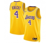 Men's Los Angeles Lakers #4 Dalton Knecht Yellow 2024 Draft Icon Edition Stitched Basketball Jersey