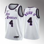 Men's Los Angeles Lakers #4 Lonnie Walker IV White City Edition Stitched Basketball Jersey