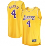 Men's Los Angeles Lakers #4 Lonnie Walker IV Yellow Stitched Basketball Jersey