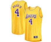 Men's Los Angeles Lakers #4 Lonnie Walker IV Yellow Stitched Basketball Jersey