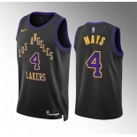 Men's Los Angeles Lakers #4 Skylar Mays Black 2023-24 City Edition Stitched Basketball Jersey