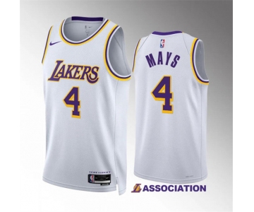 Men's Los Angeles Lakers #4 Skylar Mays White Association Edition Stitched Basketball Jersey