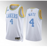 Men's Los Angeles Lakers #4 Skylar Mays White Classic Edition Stitched Basketball Jersey