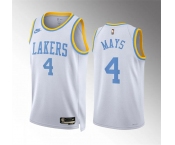 Men's Los Angeles Lakers #4 Skylar Mays White Classic Edition Stitched Basketball Jersey