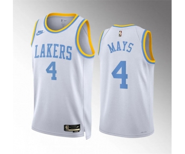 Men's Los Angeles Lakers #4 Skylar Mays White Classic Edition Stitched Basketball Jersey