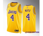 Men's Los Angeles Lakers #4 Skylar Mays Yellow Icon Edition Stitched Basketball Jersey