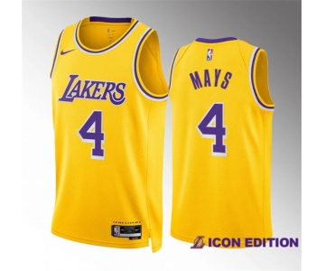 Men's Los Angeles Lakers #4 Skylar Mays Yellow Icon Edition Stitched Basketball Jersey