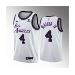 Men's Los Angeles Lakers #4 Walker IV White City Edition Stitched Basketball Jersey