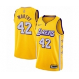 Men's Los Angeles Lakers #42 James Worthy Swingman Gold 2019-20 City Edition Basketball Jersey