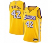 Men's Los Angeles Lakers #42 James Worthy Swingman Gold 2019-20 City Edition Basketball Jersey