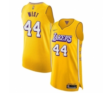 Men's Los Angeles Lakers #44 Jerry West Authentic Gold 2019-20 City Edition Basketball Jersey