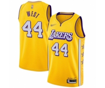 Men's Los Angeles Lakers #44 Jerry West Swingman Gold 2019-20 City Edition Basketball Jersey