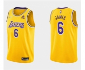 Men's Los Angeles Lakers #6 LeBron James 75th Anniversary Diamond Gold 2021 Stitched Basketball Jersey