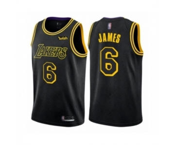 Men's Los Angeles Lakers #6 LeBron James Authentic Black City Edition Basketball Jersey