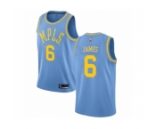 Men's Los Angeles Lakers #6 LeBron James Authentic Blue Hardwood Classics Basketball Jersey