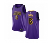 Men's Los Angeles Lakers #6 LeBron James Authentic Purple Basketball Jersey - City Edition