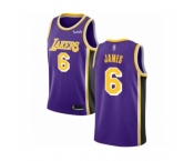 Men's Los Angeles Lakers #6 LeBron James Authentic Purple Basketball Jersey - Statement Edition