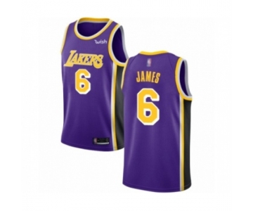 Men's Los Angeles Lakers #6 LeBron James Authentic Purple Basketball Jersey - Statement Edition