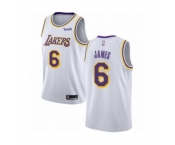 Men's Los Angeles Lakers #6 LeBron James Authentic White Basketball Jersey - Association Edition