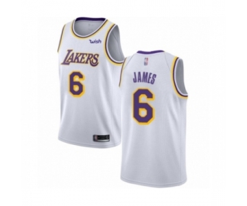 Men's Los Angeles Lakers #6 LeBron James Authentic White Basketball Jersey - Association Edition