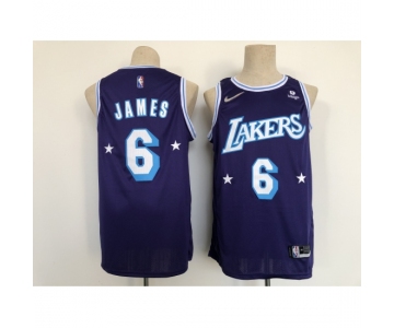 Men's Los Angeles Lakers #6 LeBron James Nike Purple 2021-22 Swingman City Jersey