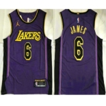 Men's Los Angeles Lakers #6 LeBron James Purple 2022 Jordan AU Stitched Jersey