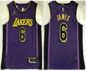 Men's Los Angeles Lakers #6 LeBron James Purple 2022 Jordan AU Stitched Jersey