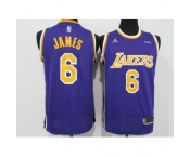 Men's Los Angeles Lakers #6 LeBron James Purple Basketball Swingman Association Edition Jersey