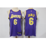 Men's Los Angeles Lakers #6 LeBron James Purple Jordan 75th Anniversary Diamond 2021 Stitched Jersey