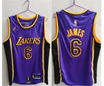 Men's Los Angeles Lakers #6 LeBron James Purple Stitched Basketball Jersey