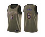 Men's Los Angeles Lakers #6 LeBron James Swingman Green Salute to Service Basketball Jersey