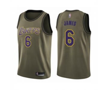 Men's Los Angeles Lakers #6 LeBron James Swingman Green Salute to Service Basketball Jersey