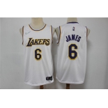 Men's Los Angeles Lakers #6 LeBron James White 75th Anniversary Diamond 2021 Stitched Jersey