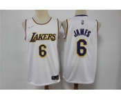 Men's Los Angeles Lakers #6 LeBron James White 75th Anniversary Diamond 2021 Stitched Jersey