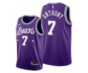 Men's Los Angeles Lakers #7 Carmelo Anthony 2021 City Edition Purple 75th Anniversary Stitched Jersey