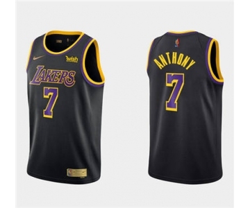 Men's Los Angeles Lakers #7 Carmelo Anthony Balck Earned Edition Stitched Basketball Jersey