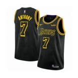 Men's Los Angeles Lakers #7 Carmelo Anthony Black Gold Stitched Basketball Jersey