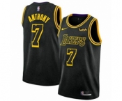 Men's Los Angeles Lakers #7 Carmelo Anthony Black Gold Stitched Basketball Jersey