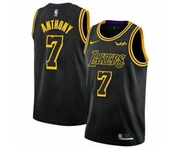 Men's Los Angeles Lakers #7 Carmelo Anthony Black Gold Stitched Basketball Jersey