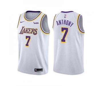 Men's Los Angeles Lakers #7 Carmelo Anthony White Stitched Basketball Jersey