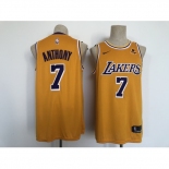 Men's Los Angeles Lakers #7 Carmelo Anthony Yellow Stitched Basketball Jersey