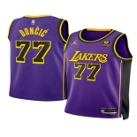 Men's Los Angeles Lakers #77 Luka Doncic Purple 2025 Statement Edition Stitched Jersey