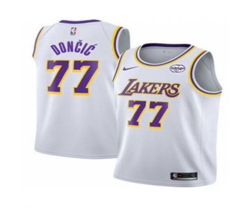 Men's Los Angeles Lakers #77 Luka Doncic White 2025 Association Edition Stitched Jersey