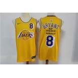 Men's Los Angeles Lakers #8 Kobe Bryant Authentic Gold 1978-2020 Commemorative Edition